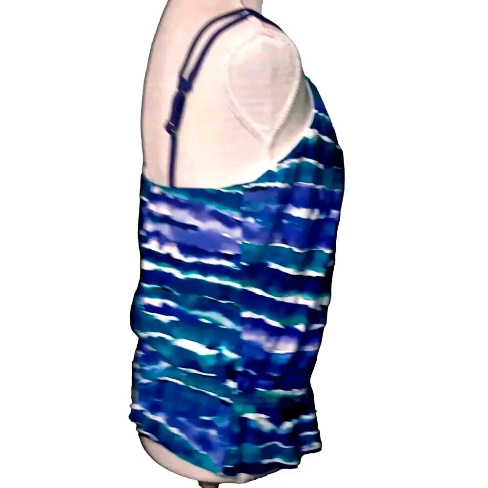 MagicSuit Swimsuit Tankini Top Sz 10 Blue Teal Ruched Underwire Flattering